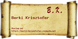 Berki Krisztofer névjegykártya